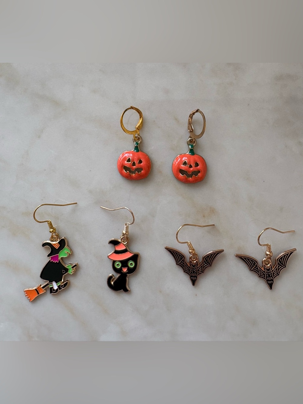 Halloween Pumpkin witch black cat bat bundle Earrings